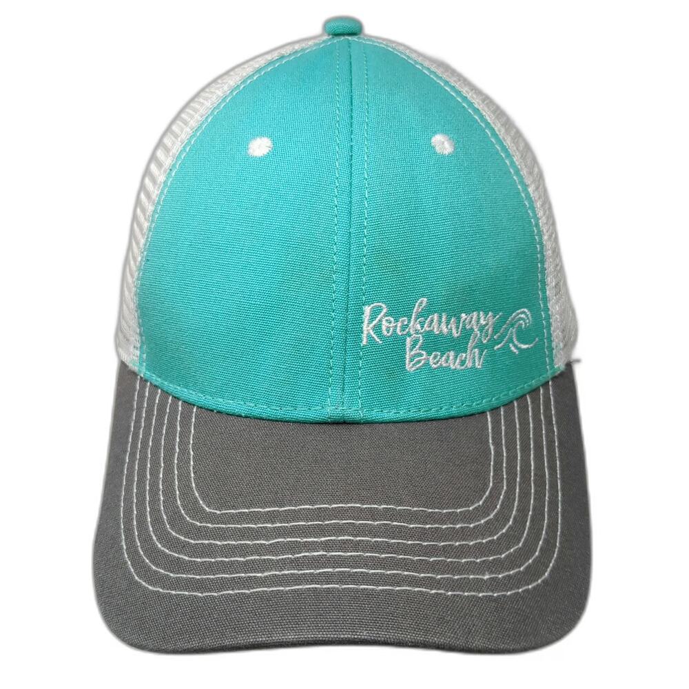 Mountain Rockaway Beach Trucker Hat Blue Gray White One Size Mesh Snapback Wave